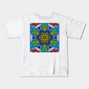 Dot Mandala Flower Yellow Blue and Green Kids T-Shirt